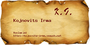 Kojnovits Irma névjegykártya