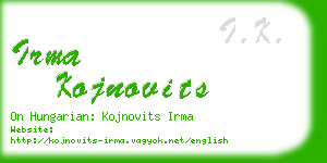 irma kojnovits business card